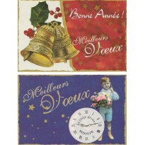2 cartes de Noël vintage Bonne Année et Meilleurs Voeux 