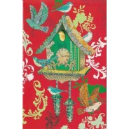 Les oiseaux et le coucou, carte de voeux pailletée argent