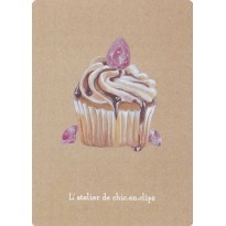 Cupcake framboise au saphir rose, bijou-gourmandise en carte postale