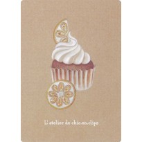 Cupcake Citron-Citrine, carte postale pâtisserie-bijou