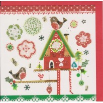 Cartes de Noël et  de Voeux : nichoir et petits oiseaux