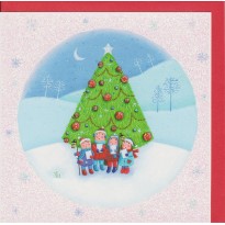 Cartes de Noël et  de Voeux : enfants autour du sapin