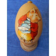 Oeuf peint à la main, Cochonnet Rebondi, sujet Beatrix Potter