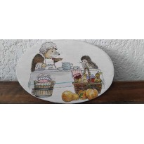 Plaque de porte d&eacute;cor&eacute;e &agrave; la main Maman h&eacute;risson fait des confitures